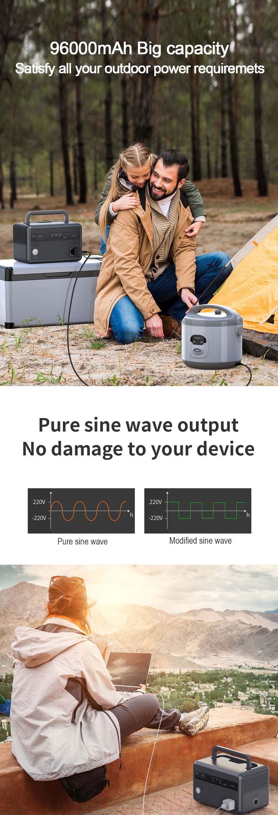 SUJOR Portable Power Supply GT300 300W Portable Power Home Backup EmergencyStation