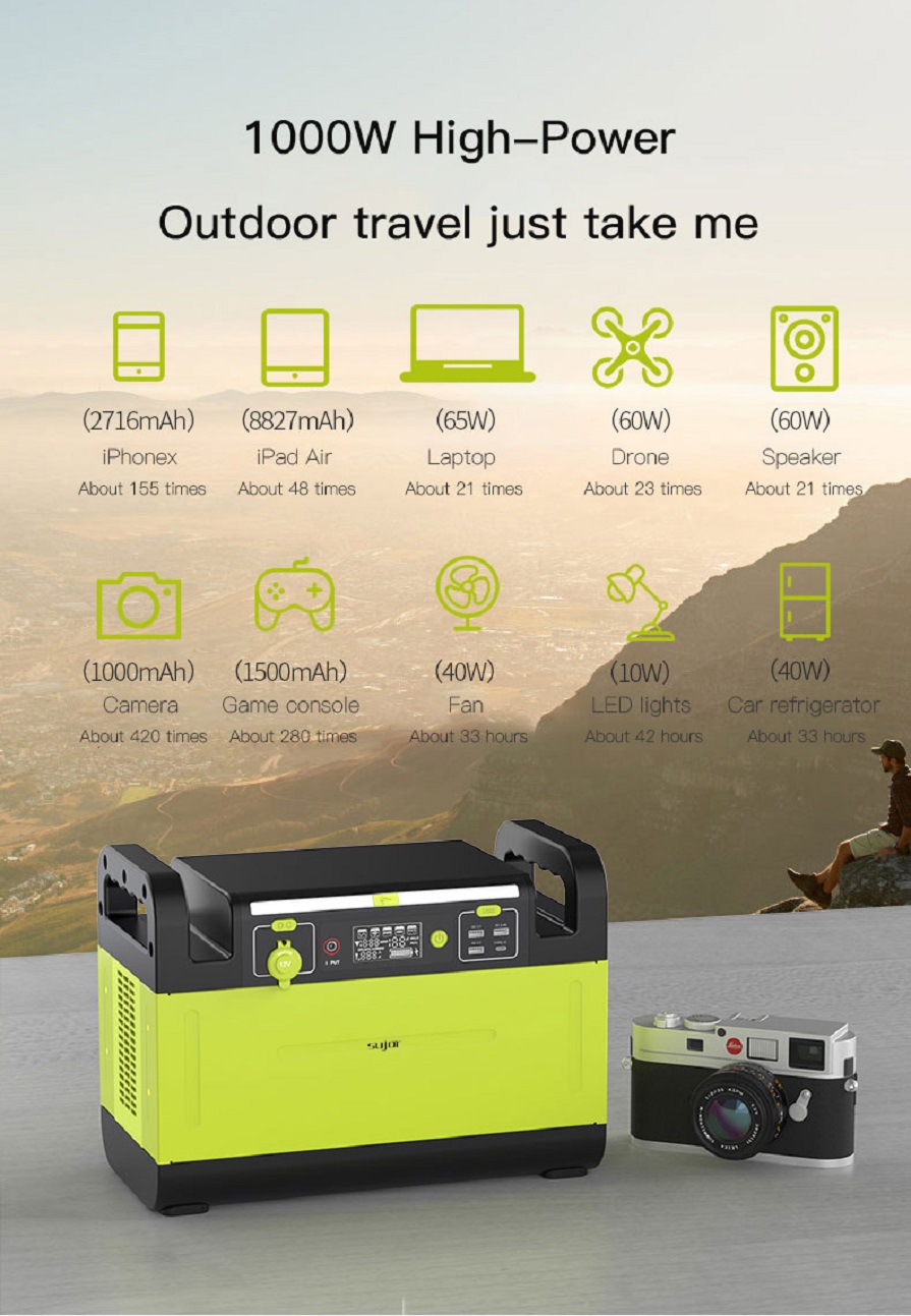 SUJOR LiFePO4 battery GT1500 1500W Portable Power Station MPPT Portable Power Supply Wireless Output