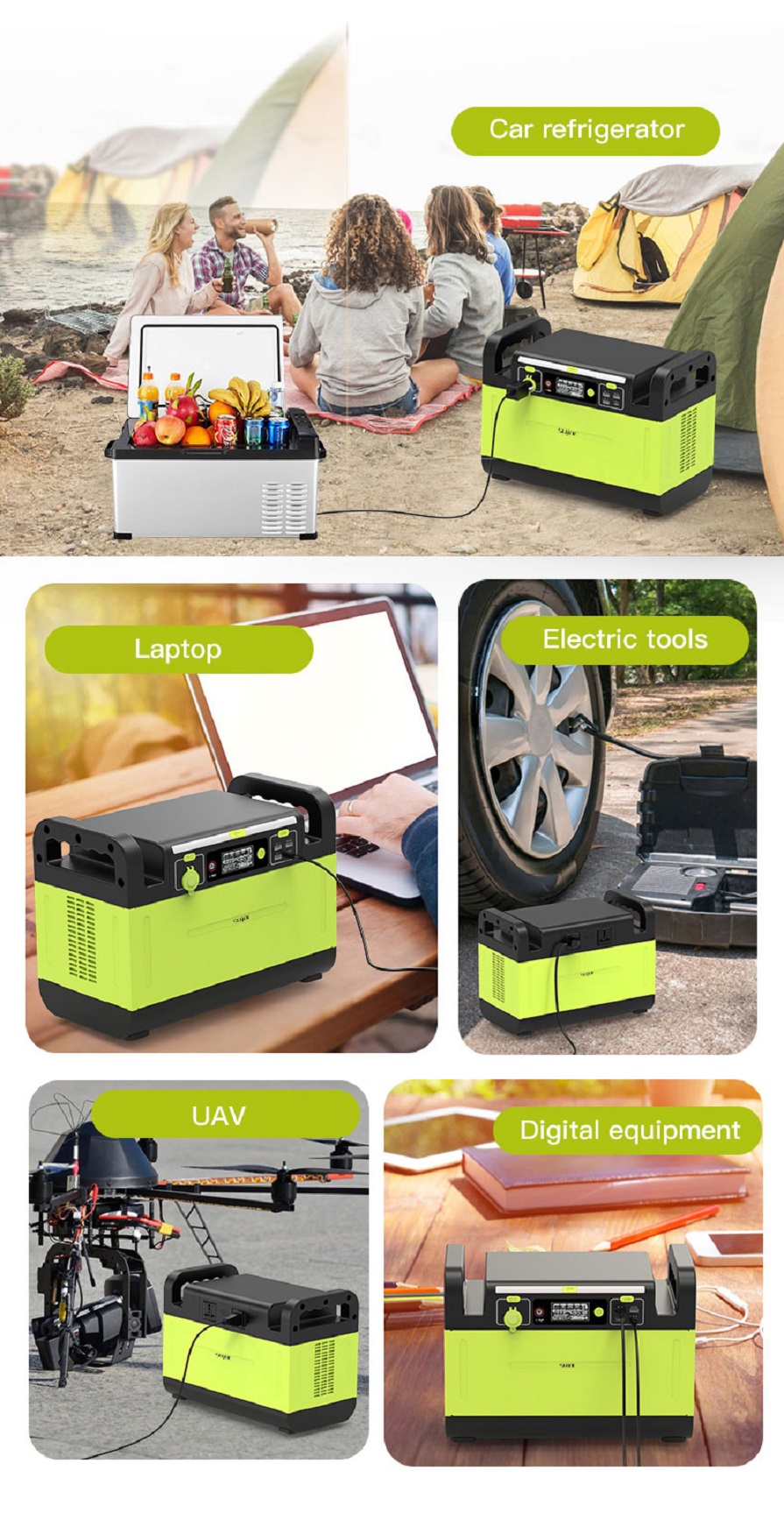 SUJOR LiFePO4 battery GT1500 1500W Portable Power Station MPPT Portable Power Supply Wireless Output