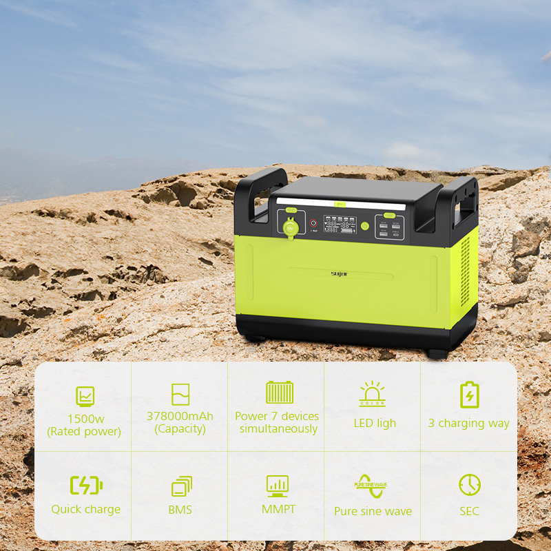 SUJOR LiFePO4 battery GT1500 1500W Portable Power Station MPPT Portable Power Supply Wireless Output